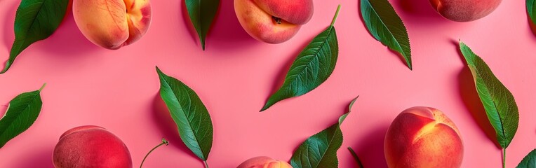 Summer Freshness with Vibrant Peaches and Leaves