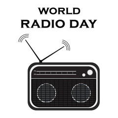 World radio day. Black radio.  Vector illustration
