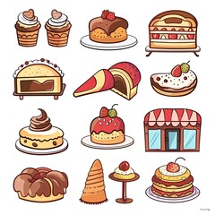 2d bakery icon cartoon