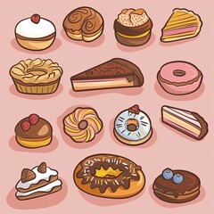 2d bakery icon cartoon 