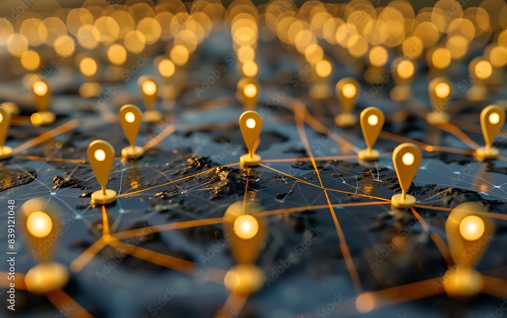 Poster waypoints displayed on the map, storing global network location information