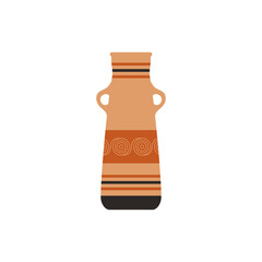 Vector illustration of an ancient Greek clay jug with a pattern of lines and spirals