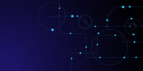Obraz premium Vectors dark Abstract geometric dots and lines connection circuit concept. Technology connection digital data and big data modern minimal concept for graphic design.