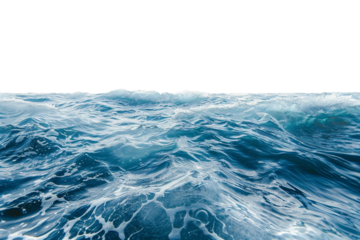 Ocean water surface waves isolated on transparent background