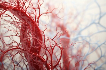 Intricate 3d render of abstract vascular network in human anatomy and circulatory system, including arteries, veins, and capillaries