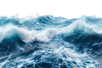 Ocean water surface waves isolated on transparent background