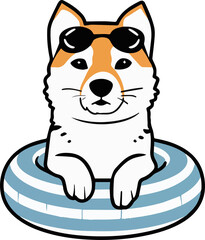 Fototapeta premium Dog Swimming summer vector