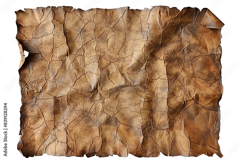 Poster old paper with torn edges isolated on transparent background