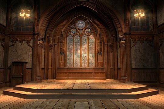 Empty church stage architecture building flooring.