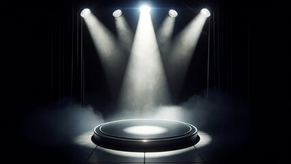 Dramatic stage with spotlight and smoky effect
