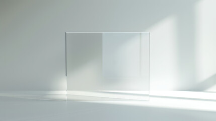 3d render of a glassmorphism style pane of glass on a white background