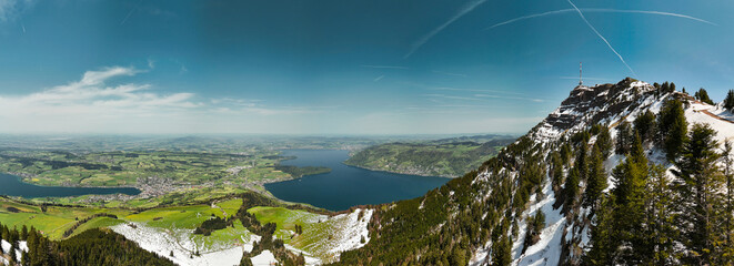 View from Rigi, Lucerne to Zug, Lake Zug, Mount Zug, Walchwil, alpine lake, mountain hiking, tourism in Switzerland, travel, tourist, hiker, climbing.