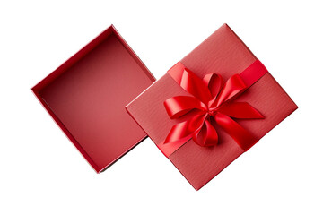 Opened red gift box isolated on transparent background