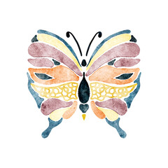 Watercolor butterfly cut out from background