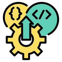 Upgrade coding flat icon symbol sign from modern dashboard collection in flat style full color for mobile concept and web apps design. Internet and protection related vector line icon.