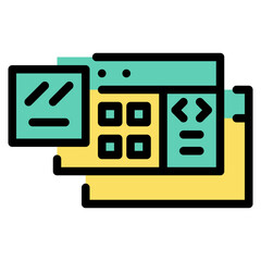 API flat icon symbol sign from modern dashboard collection in flat style full color for mobile concept and web apps design. Internet and protection related vector line icon.