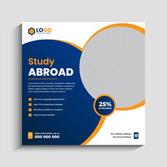 Study abroad social media post or admission Web Banner template