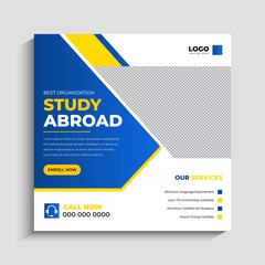 Study abroad social media post or admission Web Banner template