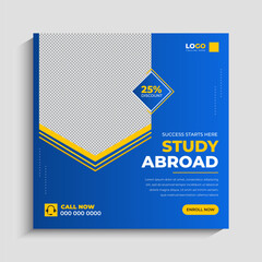 Study abroad social media post or admission Web Banner template