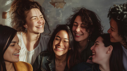 Obraz premium Intimately lit friends share stories and laughter, basking in a cozy, shared camaraderie.