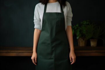 Apron green midsection portrait.