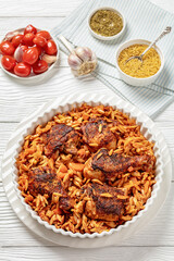 baked greek chicken orzo stew in tomato sauce