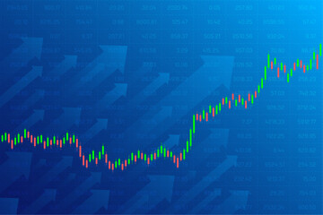 Financial background of trading exchange up arrows and quotes chart