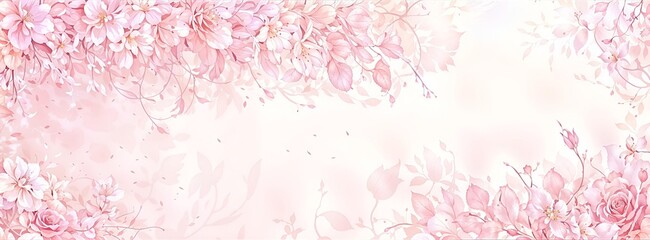 Delicate watercolor floral design in soft pastel pink hue