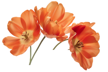Orange flowers isolated on transparent background
