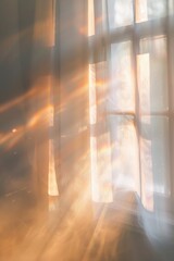 Sunlight Through Sheer Curtains Creating Rainbow Light Effects on Window