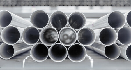 PVC pipes stack in construction sites.