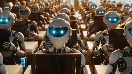 Automation worker concept with 3d rendering ai robot working in smart office