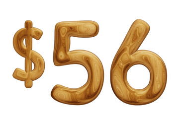 Wooden 56 dollar for price and offer concept