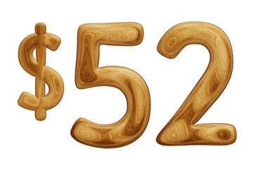 Wooden 52 dollar for price and offer concept