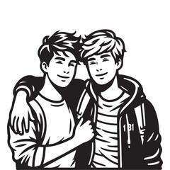 silhouette of a couple, portrait of a couple vector illustration design