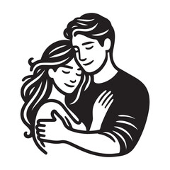 silhouette of a couple, portrait of a couple vector illustration design