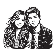 silhouette of a couple, portrait of a couple vector illustration design