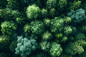 Fototapeta premium Lush Green Forest Canopy from Above - Natural Landscape for Environmental Concepts