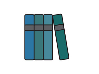 Vector illustration of a library theme icon with books arranged on shelves
