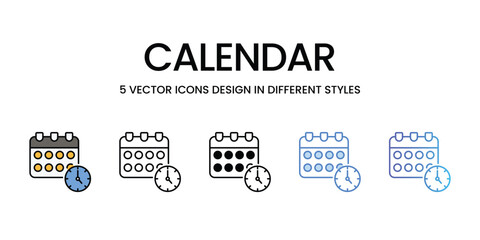 Calendar icons vector set stock illustration.