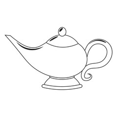 Magic antique lamp, silhouette. Vector