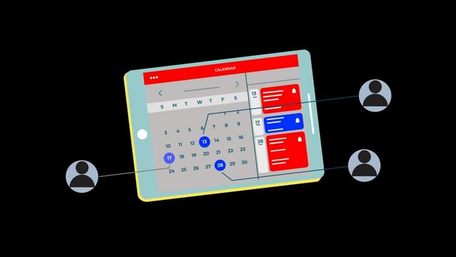 Appointment booking with calendar. registration and appointment system, application service. circle day in calendar date. business basics wall calendar planner and organizer. online booking on tablet.