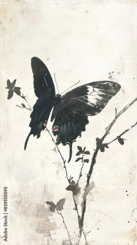 Poster painting butterfly animal bird.