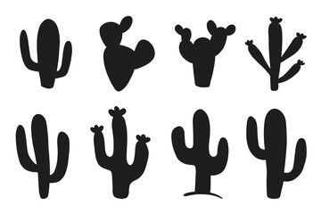Hand drawn cacti doodles set. Cute cactus sketch