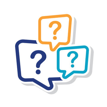 Illustration of exclamation and question mark in speech bubble, icon.