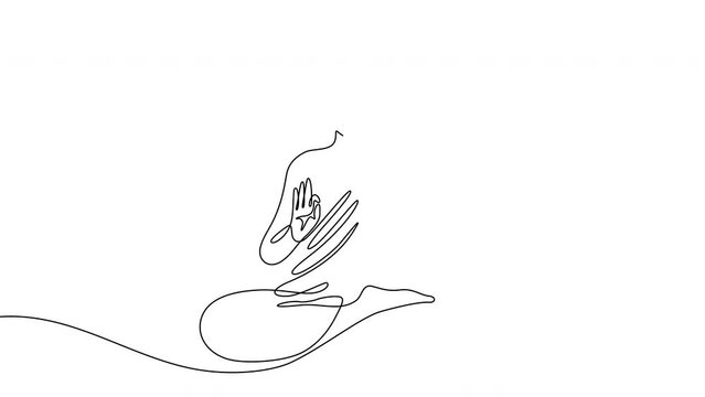 Buddha. Continuous drawing line art. Hand-drawn one line. 4k animation