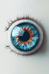 A close up of a blue eye with orange highlights