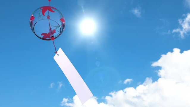 夏空と風鈴　金魚柄