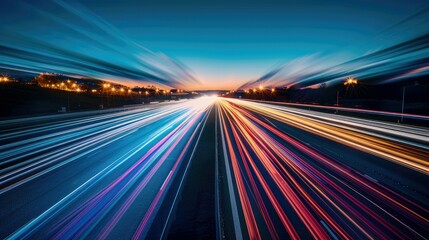 Swift Afternoon Highway: Car on Lit Road in Dynamic Long-Exposure Photo