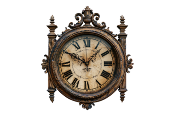 Antique clock isolated on white background